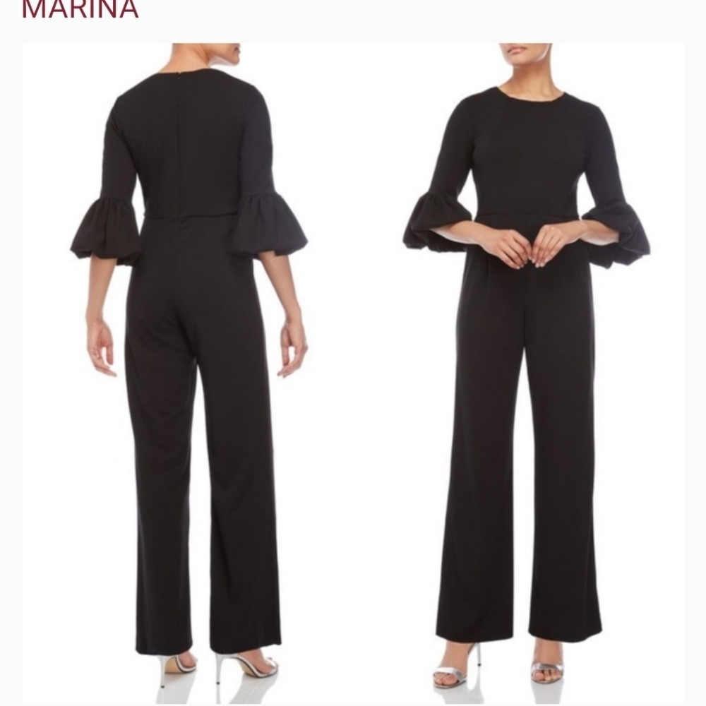 Marina Jumpsuit with Bell Sleeve Size 6- in Navy